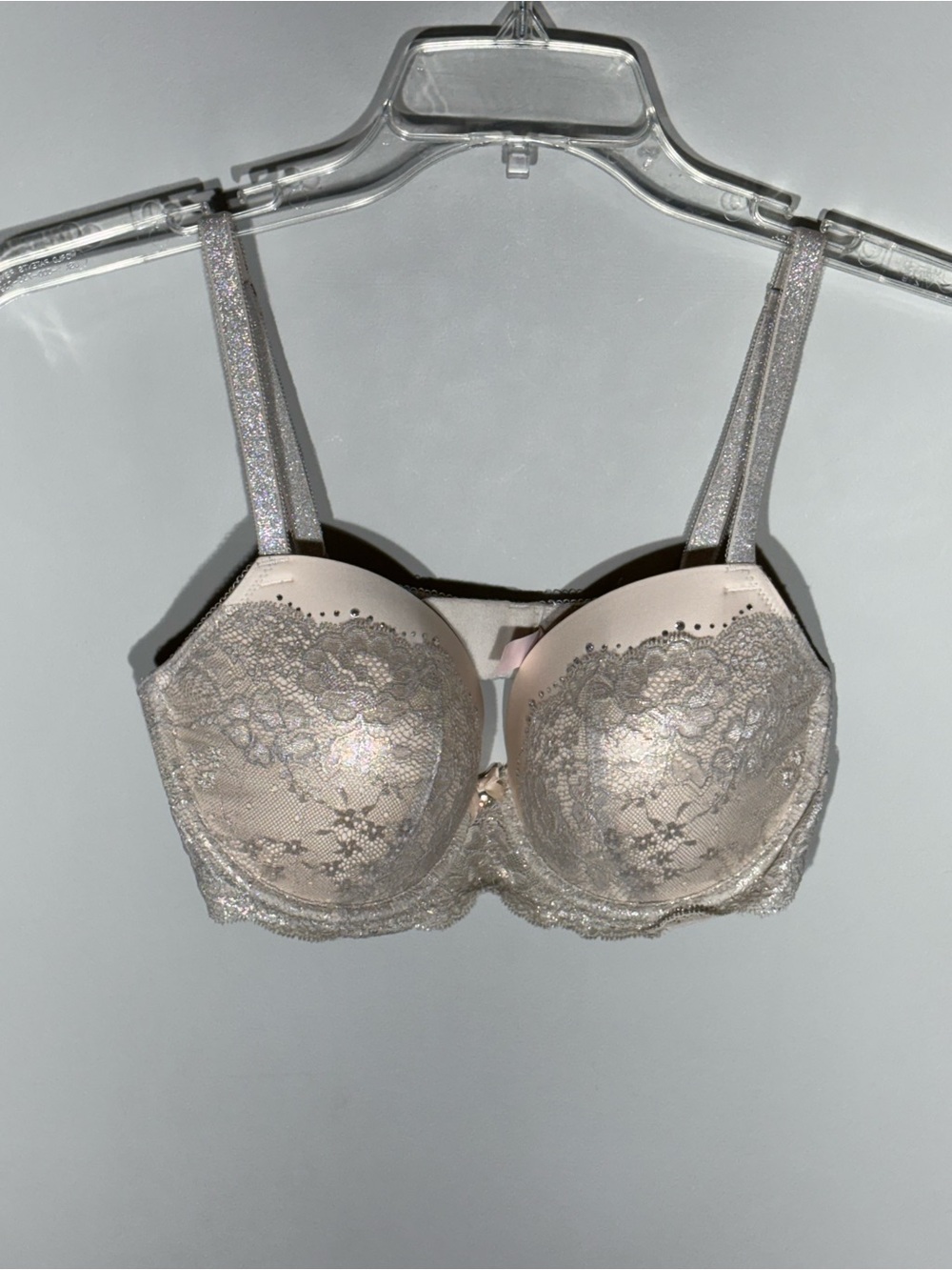 Victoria's Secret Dream Angels Lined Demi Bra Cream Lace With Rhinestones 34DD